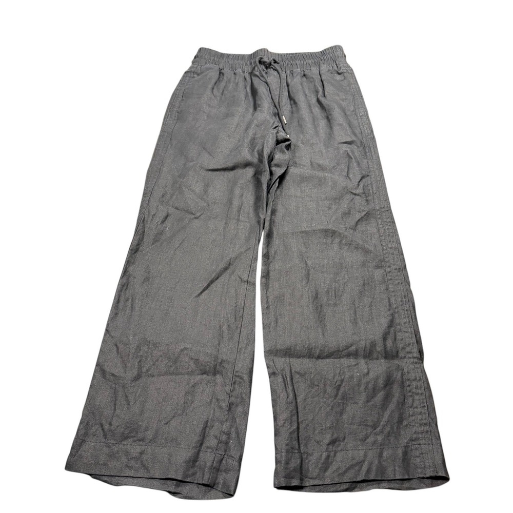 Quince European Linen Wide Leg Pants Womens Black Drawstring Minimalist Size M - Picture 6 of 13